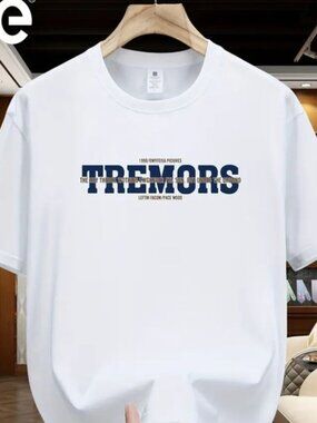 Modern Tremors Lettering Graphic T-shirt - Minimalist College Style White Tee